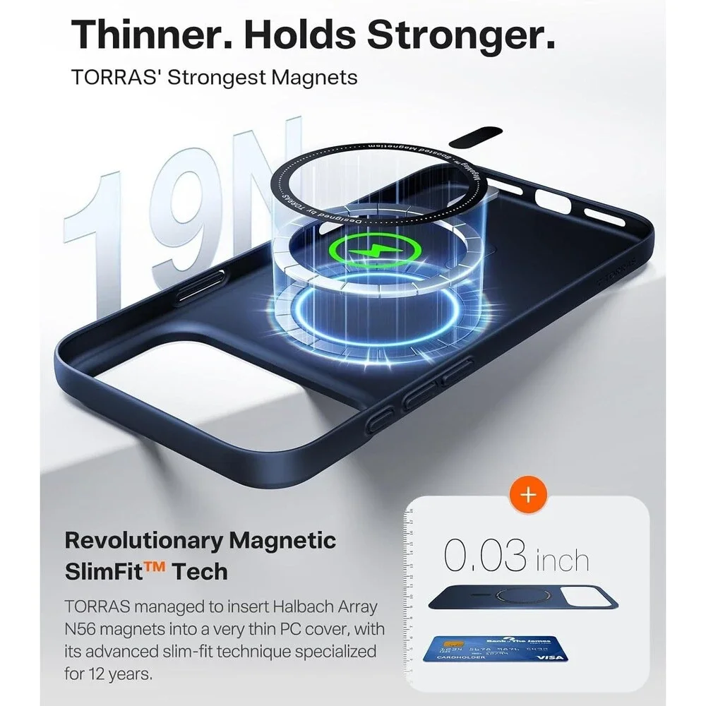 TORRAS Magnetic Slim Fit for iPhone 17 Pro Case 6.3 inch, Ultra-Thin
